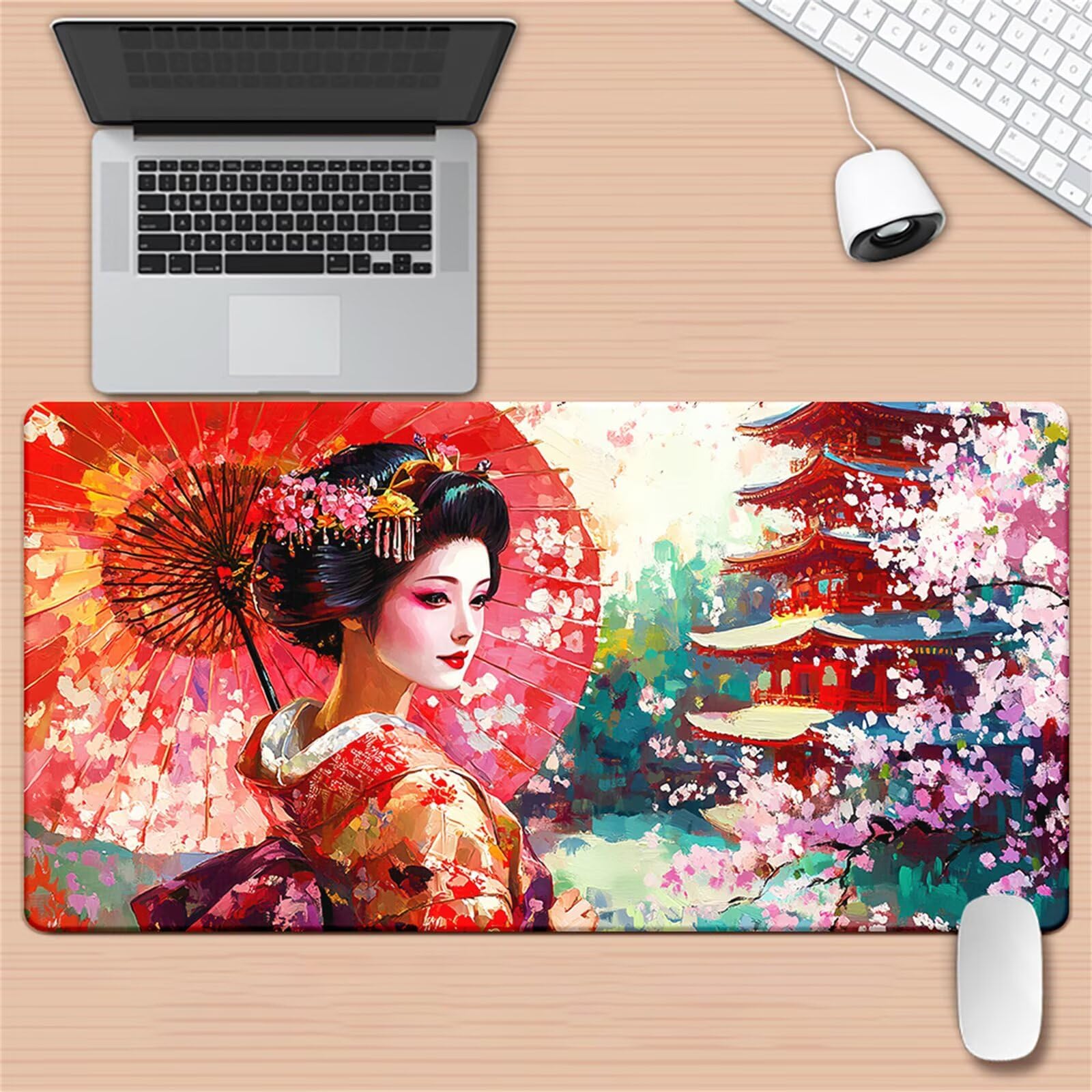 Tappetino Mouse da Gioco 1200x600x2mm, Fiori Ragazza Mouse Pad XXL ad Alta Precisione e Velocità, Base in Gomma Antiscivolo Ultra-Grip, Tappetino per Scrivania Tastiera e PC