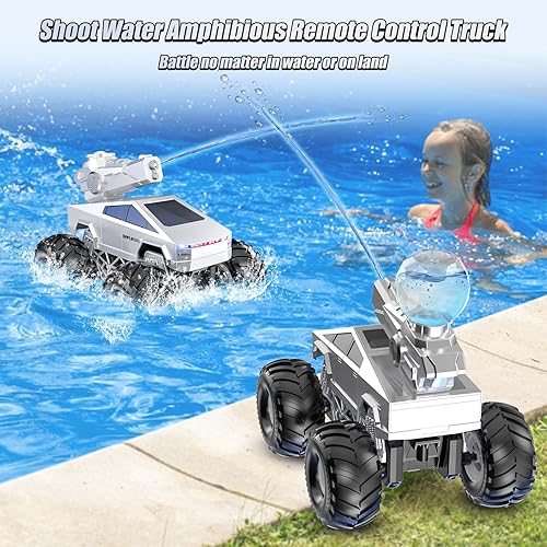 Miniatura 8 de Coche de control remoto 116, 2.4GHz Shoot Water RC Cars, camión RC anfibio 4WD, camión monstruo de control remoto todoterreno todo terreno, juguete