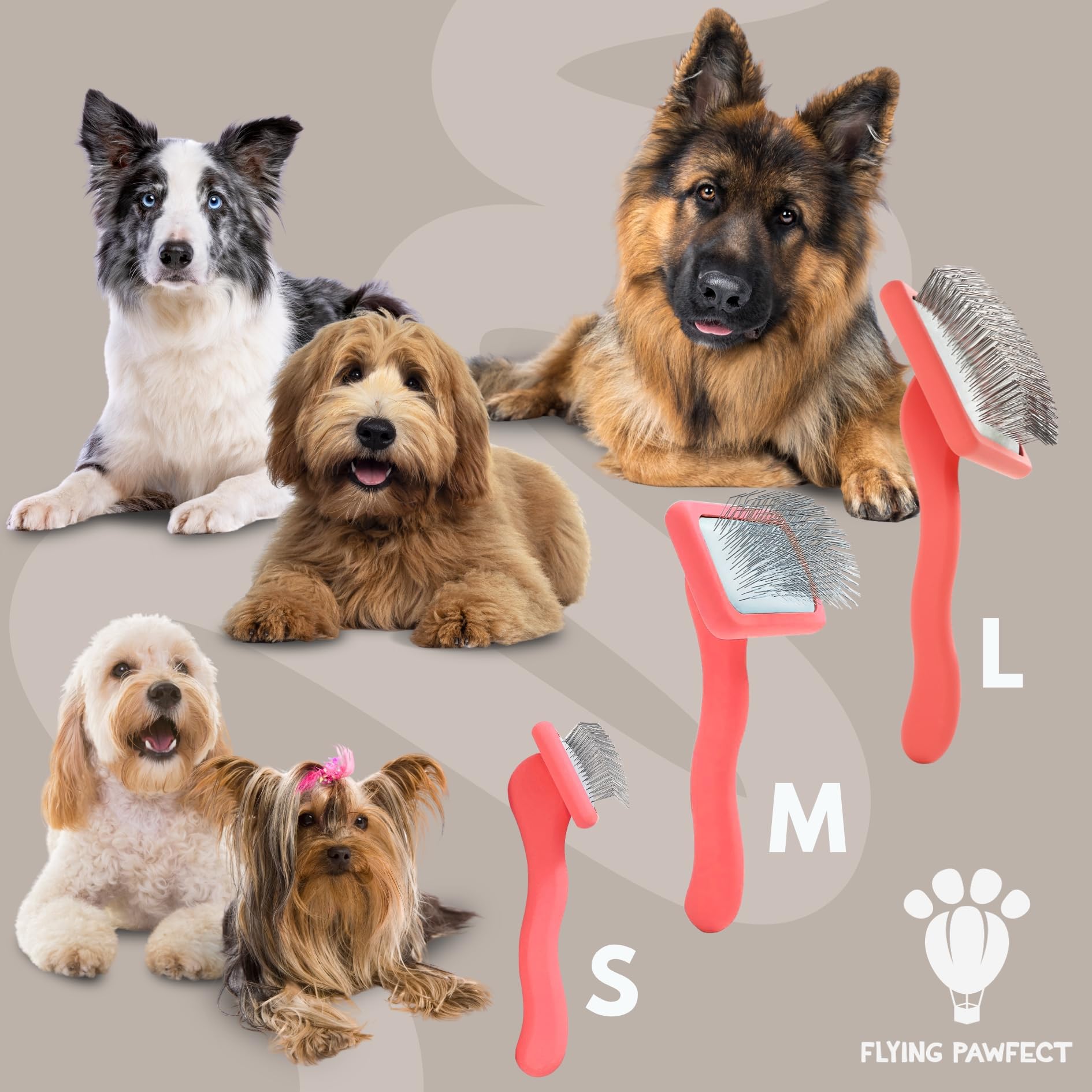 Cepillo para mascotas con pasadores de acero inoxidable para aseo de masajes suaves, desliza este cepillo universal para desenredar, desprendimiento de pelo y capa inferior, regalo ideal para mascotas