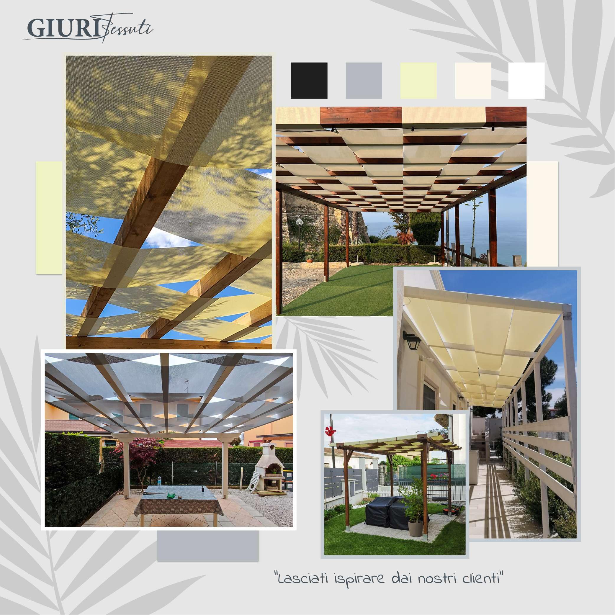 Giuri Tessuti - Fasce in PVC Microforato Mesh per Copertura ad Onda di Gazebo e Pergola - Telo ombreggiante ignifugo (Champagne, 60x450cm)
