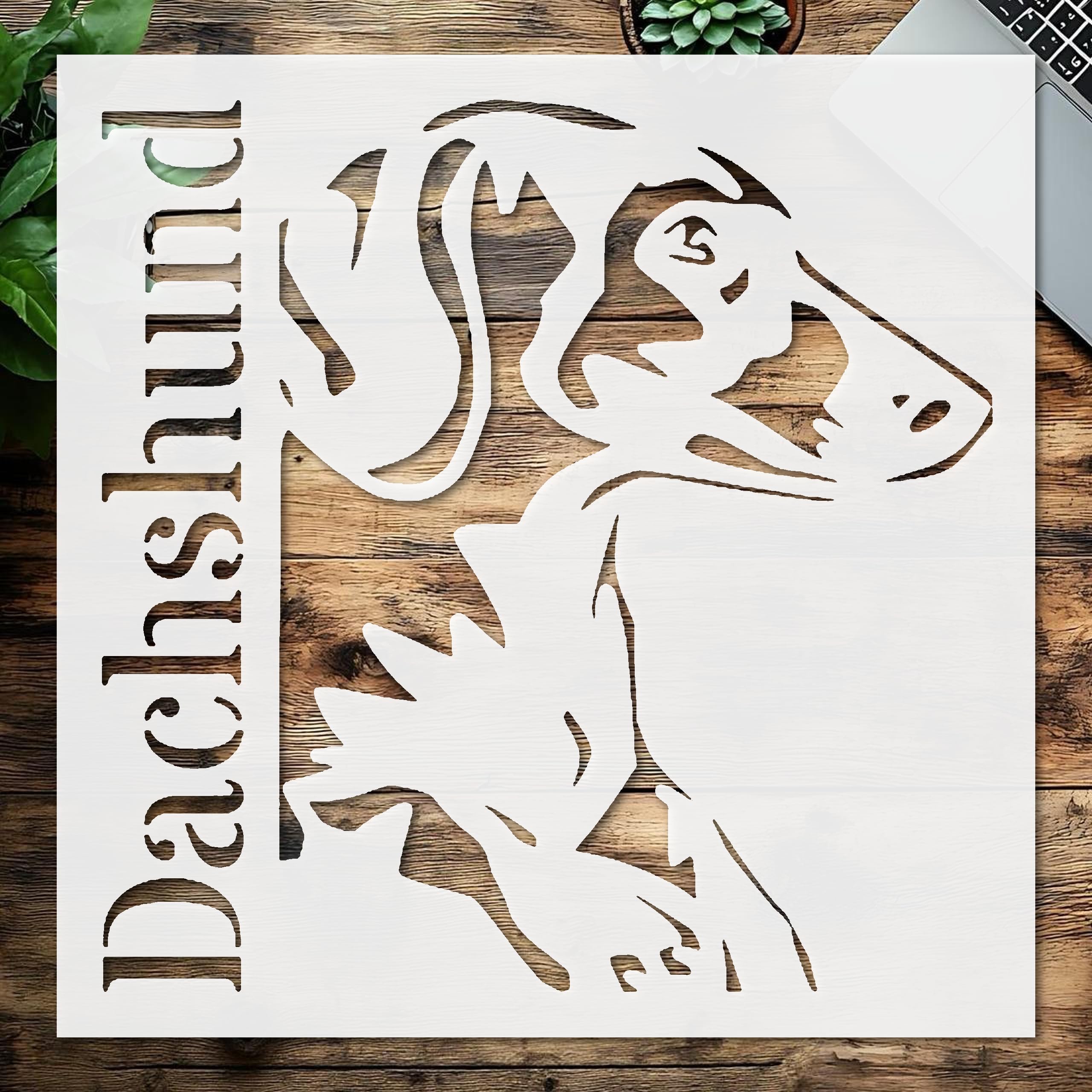 Stencil Dachshund Dog Sign, Plastic Reusable, Reusable Plastic, 5.5 inchL x 5.5 inchW, for DIY Crafts and Home Decor