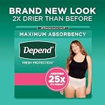 Culottes d'Incontinence Depend FIT-FLEX pour Femmes, Absorbance Maximale, L, Rose, 28 Compte