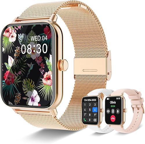 Miniatura 10 de Iaret Reloj inteligente (respuestahacer llamadas), relojes inteligentes de 1.85 pulgadas para mujer con 100 modos deportivos, rastreador de