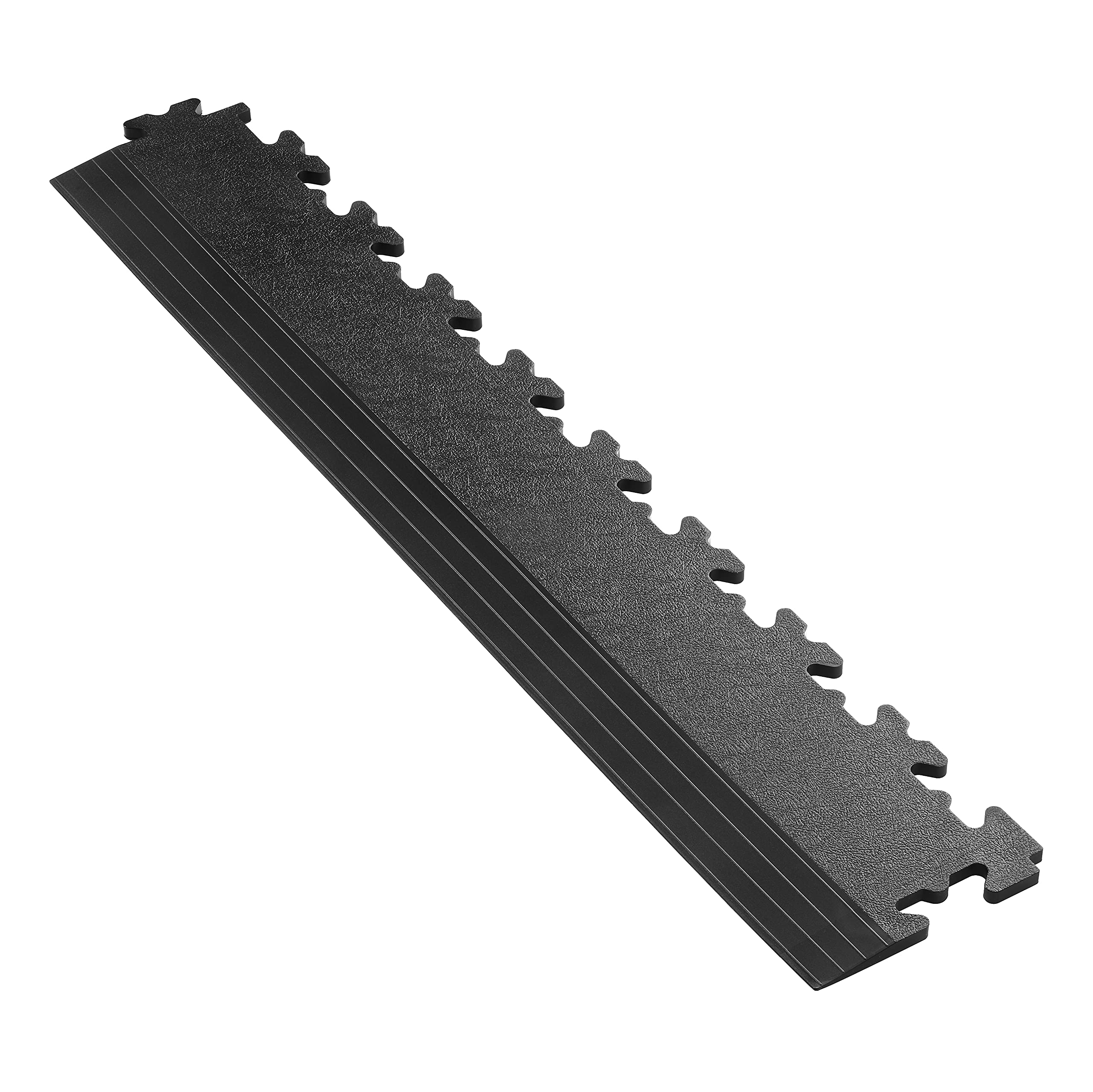 Ecotile Garage Flooring Edge Ramp - PVC Interlocking Floor Tile Edge Ramp, Gym Matting (Black)