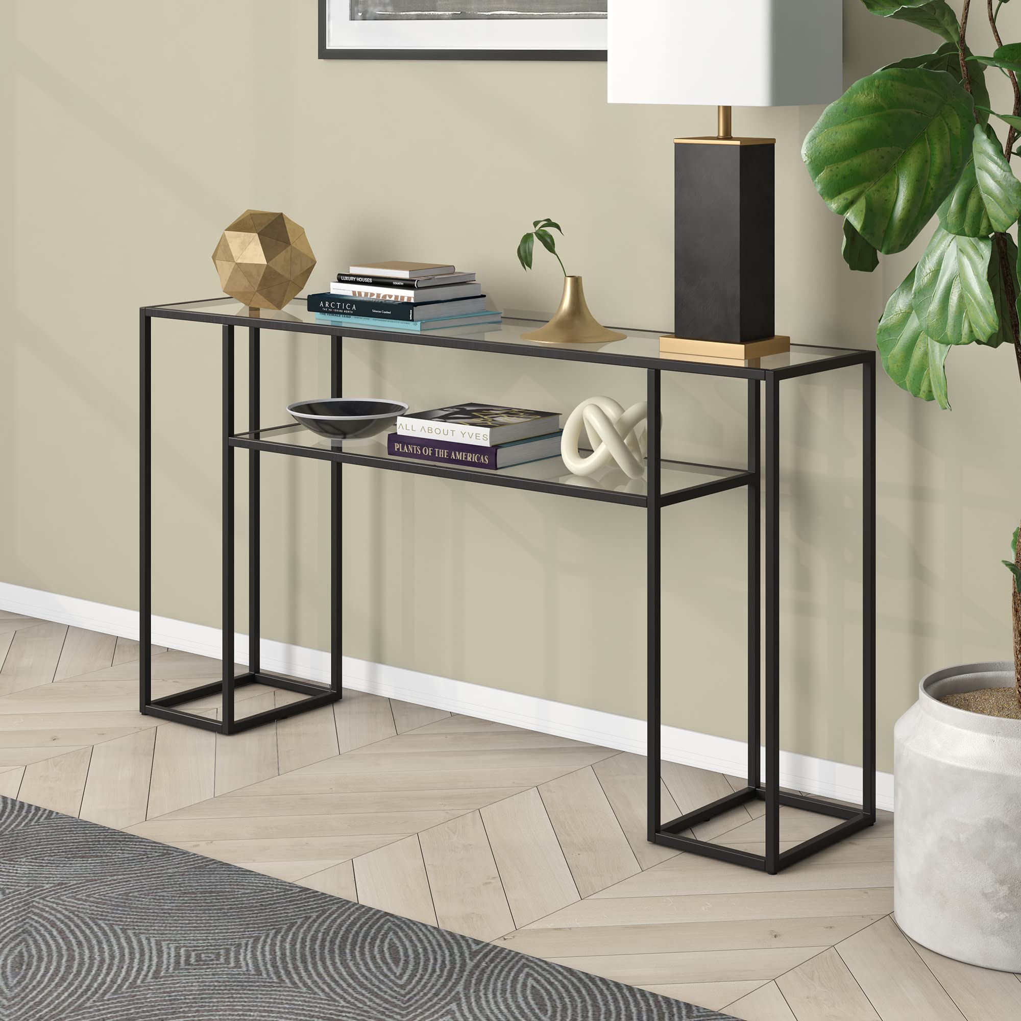 Dixon 42'' Wide Rectangular Console Table In Blackened Bronze | atelier ...
