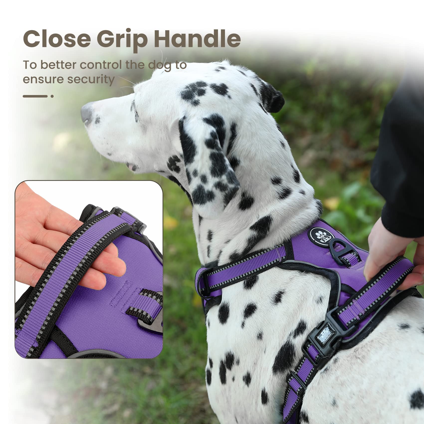 FURRYFECTION No-Pull Dog Harness Medium Dogs, Purple - Image 4