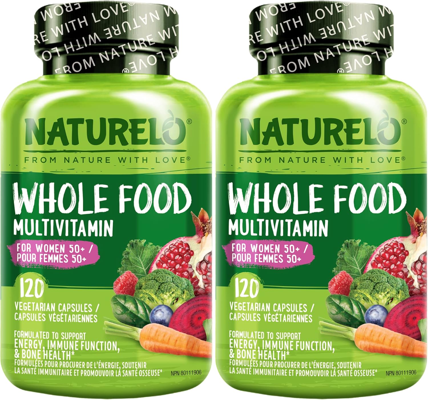 NATURELO Whole Food Multivitamin for Women 50+ (Iron Free) with