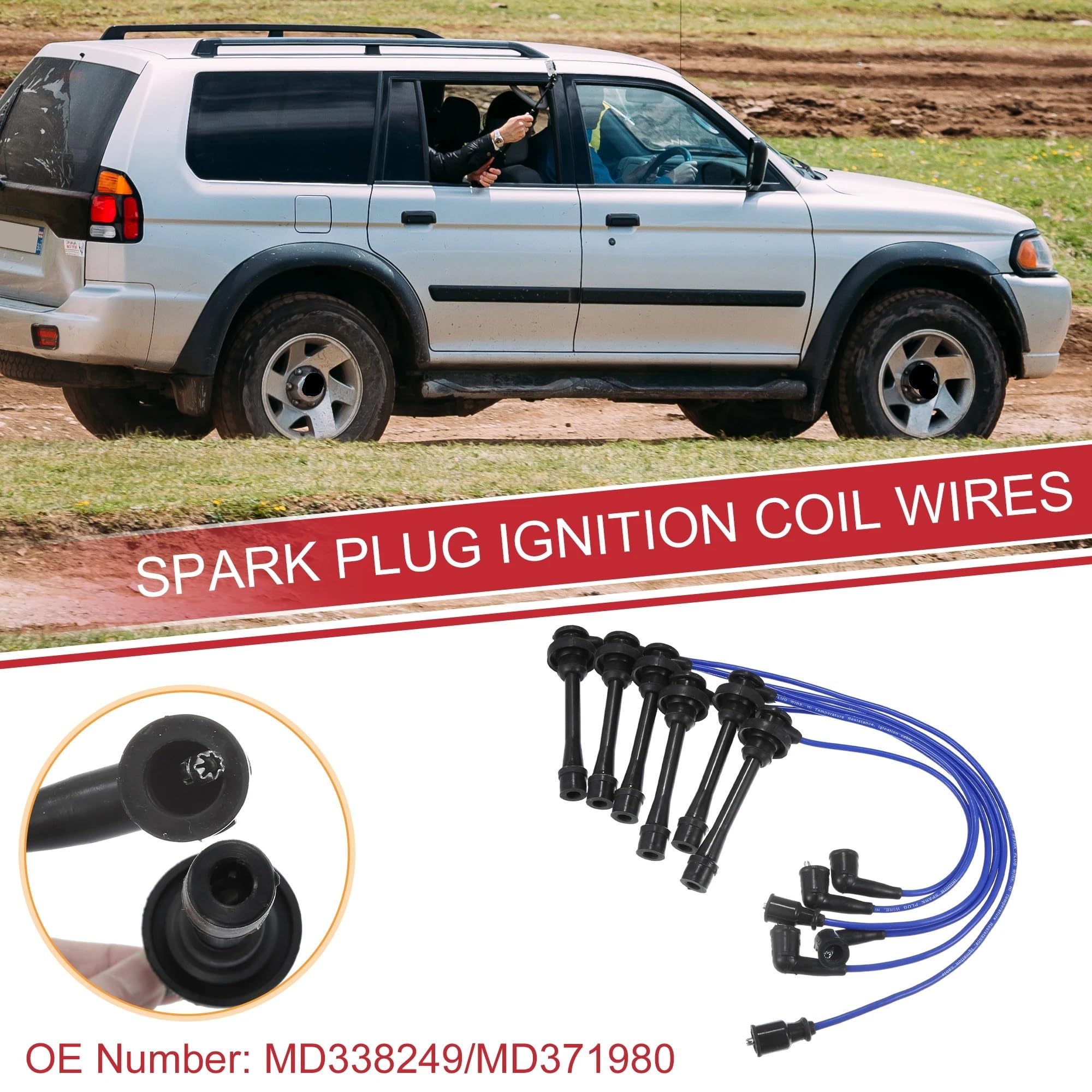 cables bujías coche Para Mitsubishi para Montero V6 3.5L 3.0L | MD338249 Cables de bujía de automóvil de 5 mm