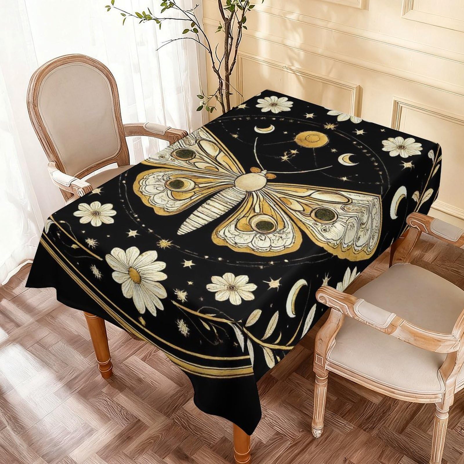 Nappe soleil lune fleurs décoration table gothique extérieure sorcière 137X183