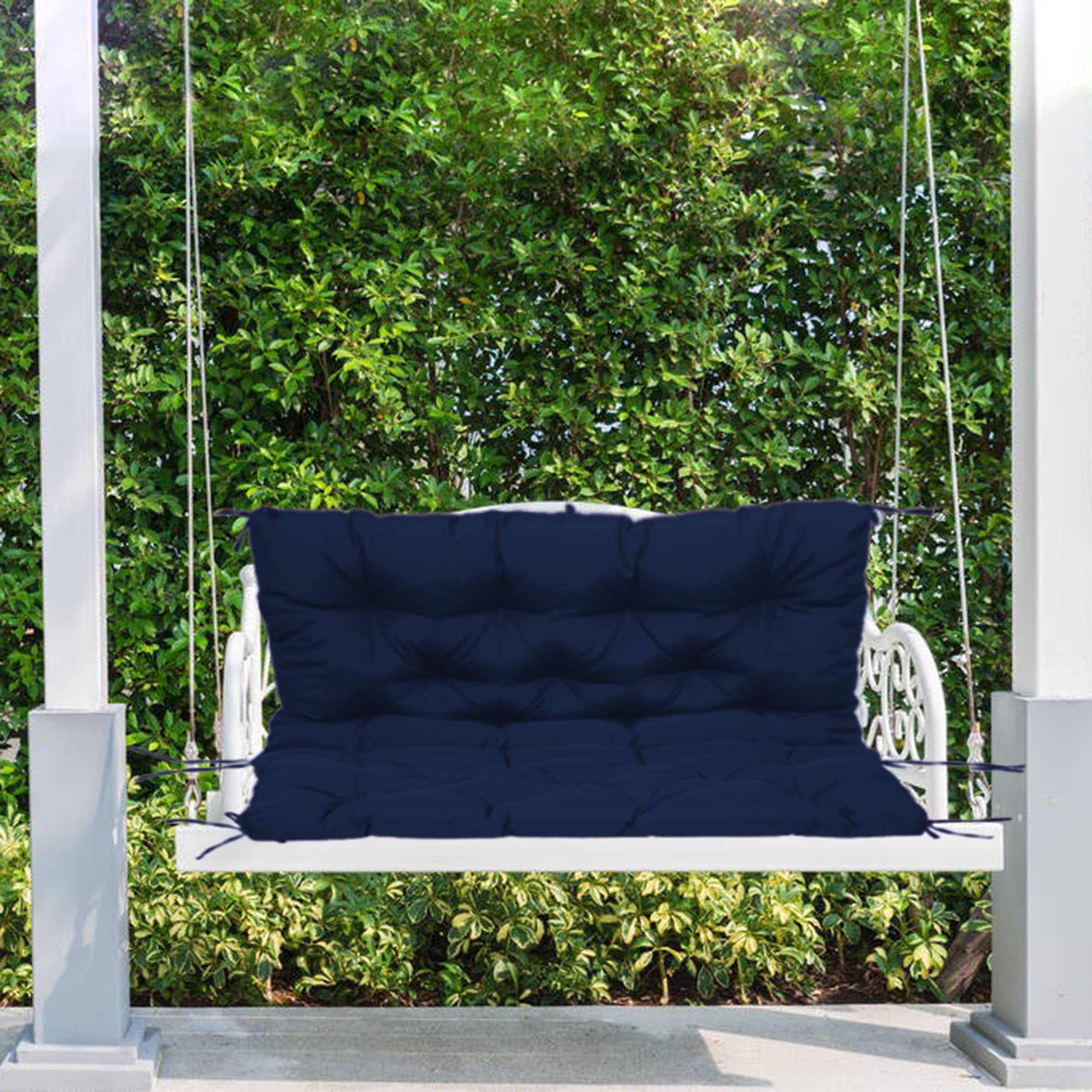 Cuscini di ricambio impermeabili per dondolo da giardino con schienale, per panca da portico addensato, per panca a 2/3 posti, per mobili da esterno, 100 x 100 x 10 cm, blu navy