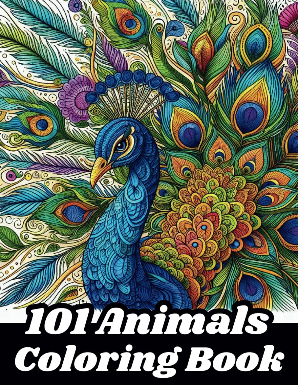 101 Animals:: A relaxing book with beautiful animal designs to color.
