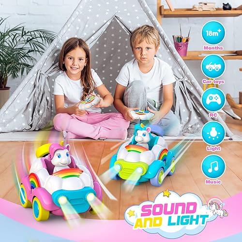 Miniatura 2 de LET'S GO! Juguetes de unicornio para niños de 2 a 4 años 2 unidades de unicornios a control remoto, juguetes para niños de 2, 3, 4, 5 años, regalo
