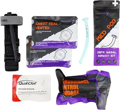 Lightning X Stop The Bleed Trauma Pak | Add-On Refill for First Responder EMT IFAK Kits | Includes CAT Tourniquet, QuikClot, Chest Seals, NPA & Israeli Bandage