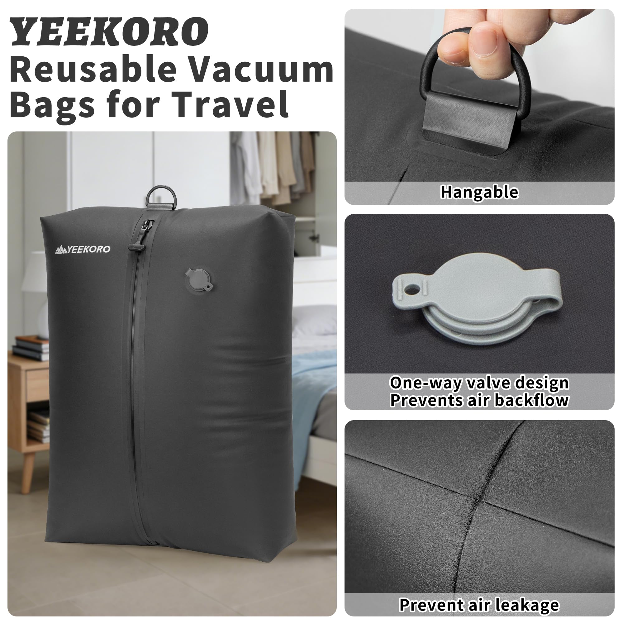 Bolsa de vacío para viajes, bolsas de compresión al vacío profesionales, IPX8, impermeables, reutilizables, antidesgarros, ahorran espacio, bolsas de almacenamiento al vacío con bomba para