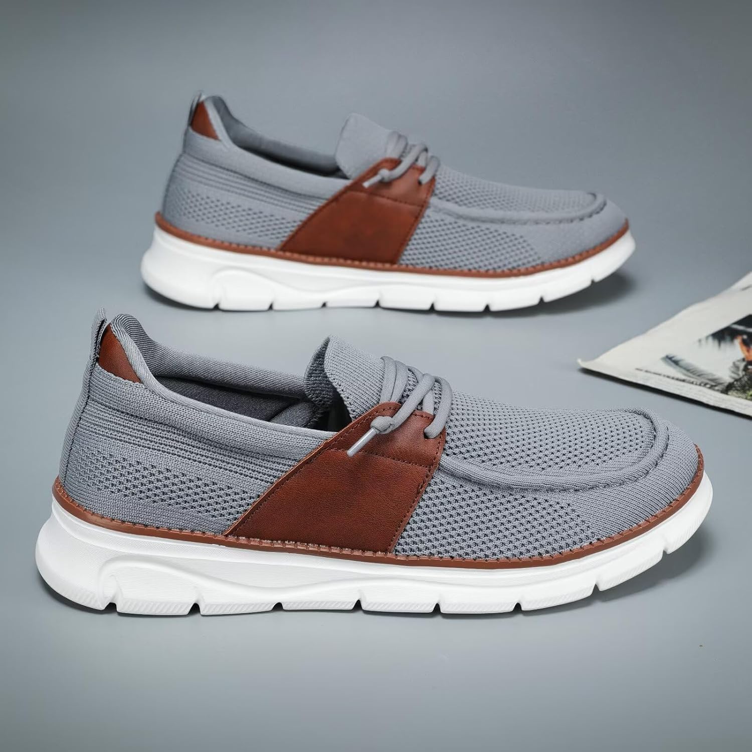 Mens Casual Slip in Boat Shoes Fashion Lightweight Slip On Loafers Walking Beach Sneakers Work Mesh Oxfords Soft Sole - Image 6