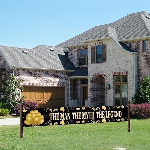 Miniatura 9 de Telón de fondo de cartel de The Man The Myth The Legend y 50 servilletas, decoración de fiesta de cumpleaños del día del padrepapá, suministros de
