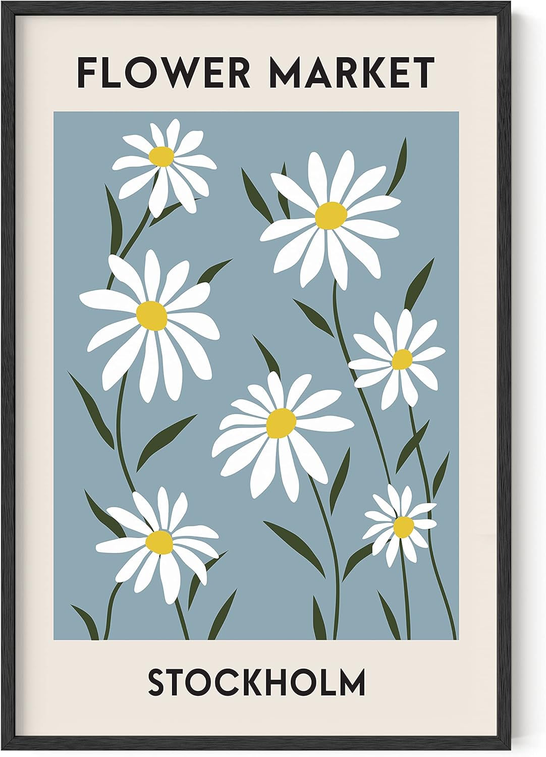 HAUS AND HUES Flower Market Poster, Danish Pastel Wall Art, Pink Aesthetic Decor, Pastel Floral Print (Beige Framed, 12x16)