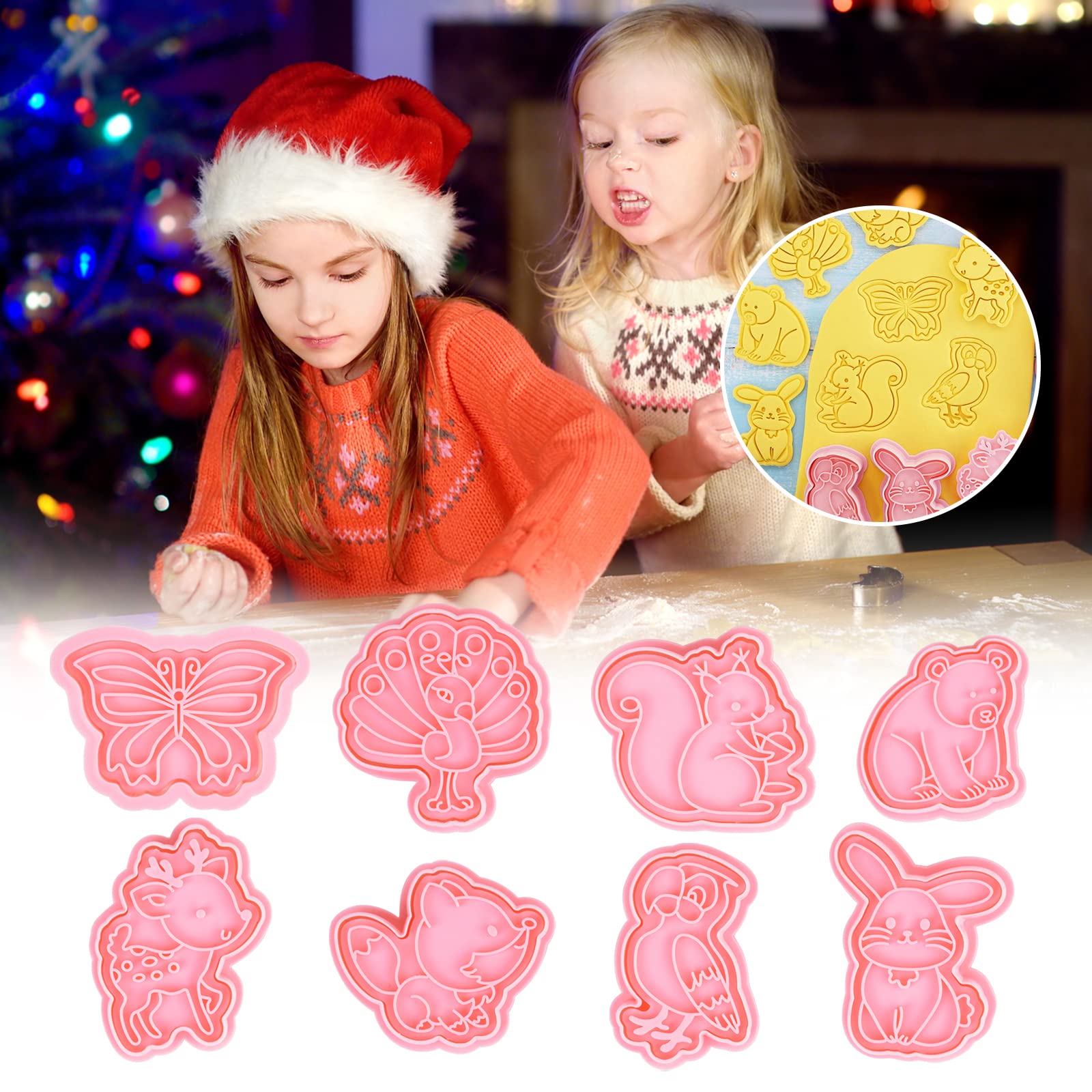 8 Pcs Emporte Pièces Animaux,3D Moule Biscuit en Plastique