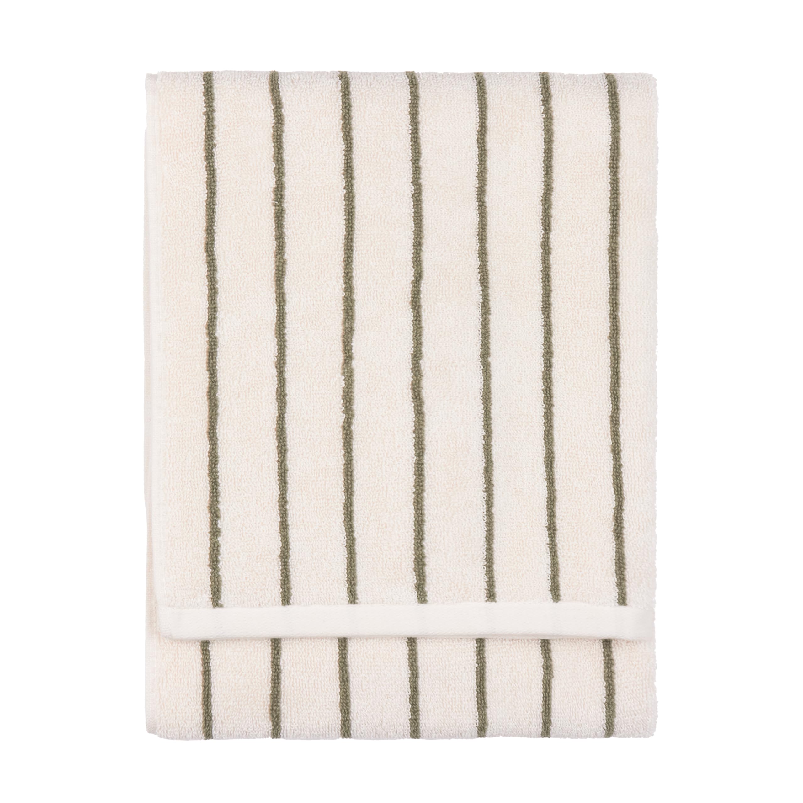 Yard Hebden Narrow Striped 100% Cotton Hand TowelOlive50 X 100Cm from B&Q