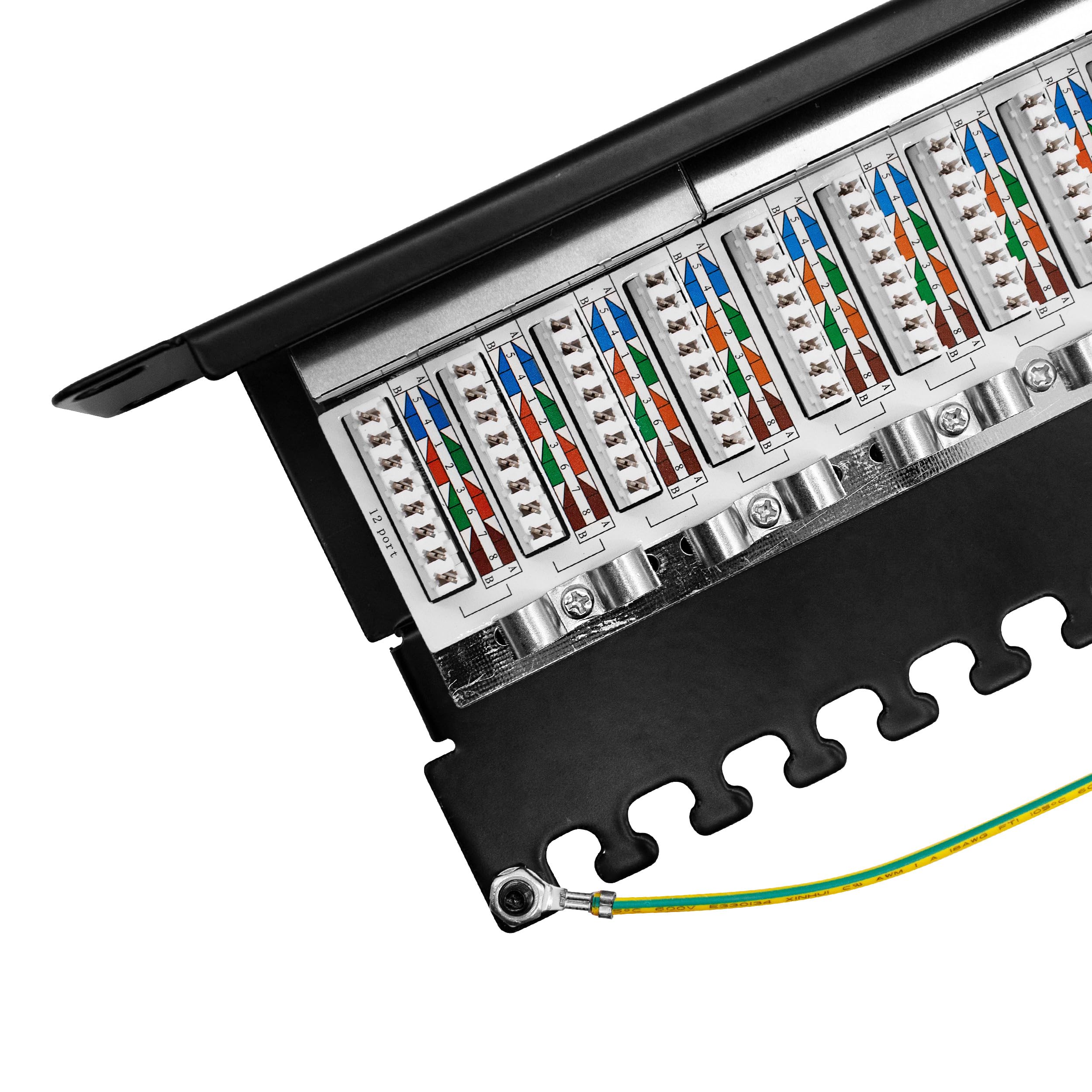 Patchpanel 10 Zoll 12 Port Cat.6 RJ45 geschirmt 1HE schwarz | Verteilerfeld, Rackeinbau, Für cat5e, cat6, cat6a, cat7, cat8, Module