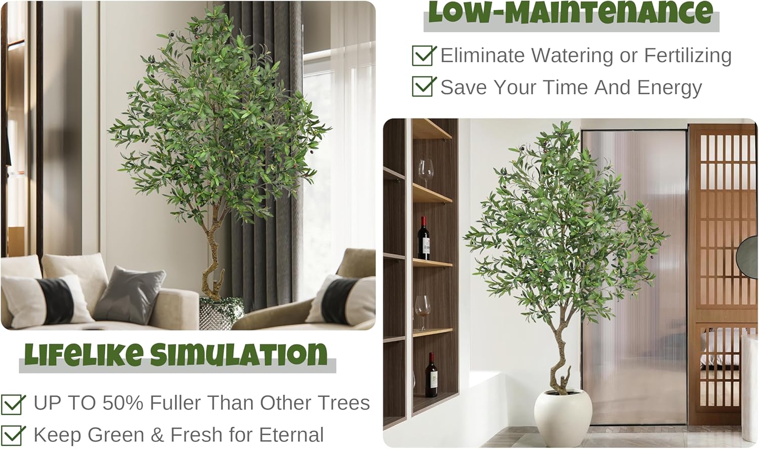 Roselywed Artificial Olive Tree 8FT with 2190 Leaves & White Planter Realistic Tall Large Fake Faux Silk Plant 94 Inch for Indoor Home Office Porch Mall Restaurant Hotel School Decor Housewarming Gift