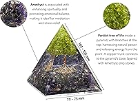 Vista 11 de Amazing Gemstone Organite Orgone Pyramid Extra Large 95MM - Orgone Energy Pyramid with Evil Eye, Hematite, Tiger Eye,Black Obsidian Crystals&Healing