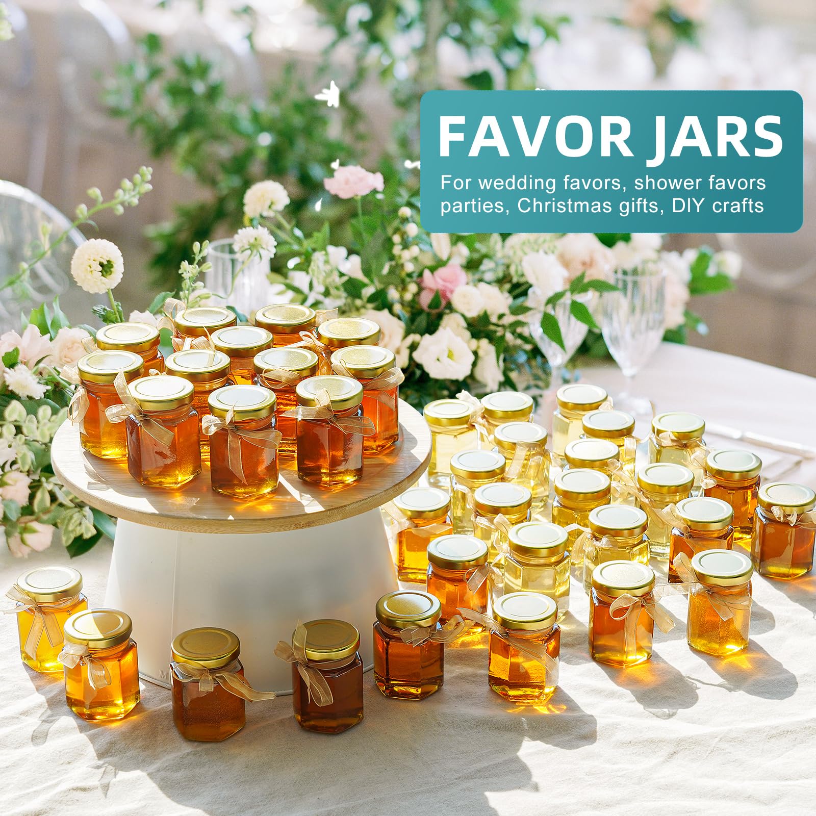 Ritayedet 40 sztuk małych szklanych słoików na miód z pokrywkami na ślub, baby shower, 85 ml, hermetyczne szklane słoiki do konserw z pokrywkami, słoiki na świeczki na przyprawy, cukierki, dżemy
