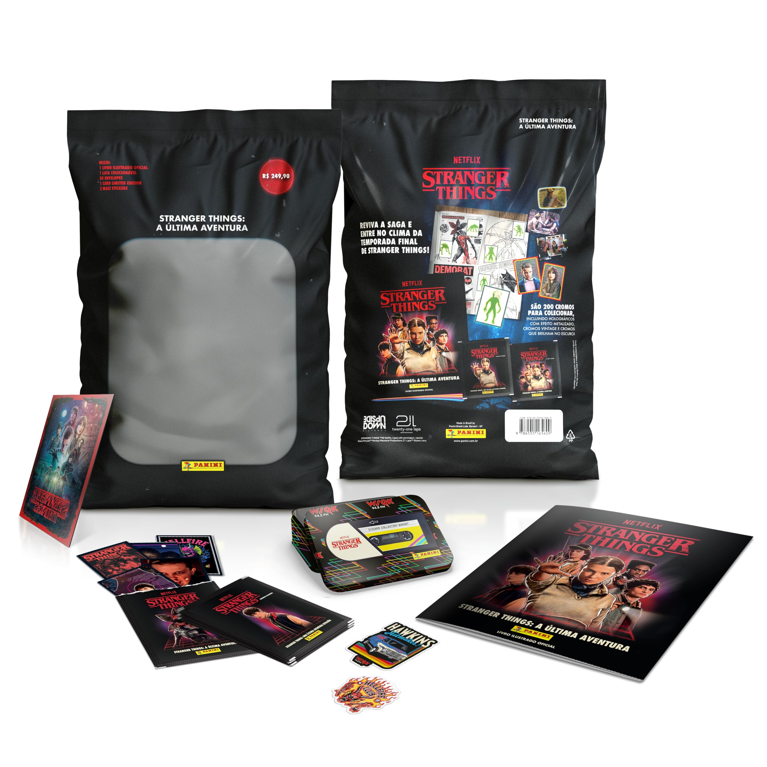 Kit Lata C/ 1 Álbum Brochura + 50 Envelopes de Figurinhas Stranger