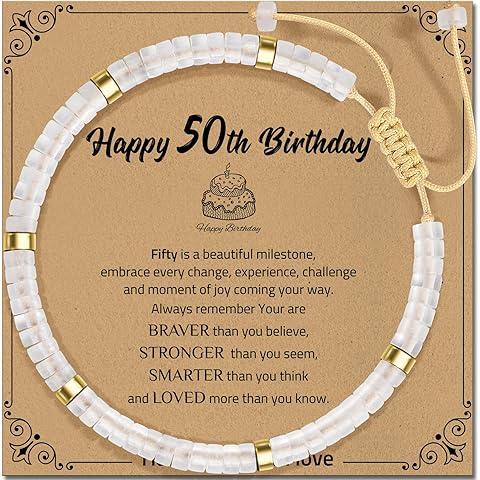 30th 40th 50th 60th 70th 80th Birthday Gifts for Women, Natural Stone Bracelet Birt...