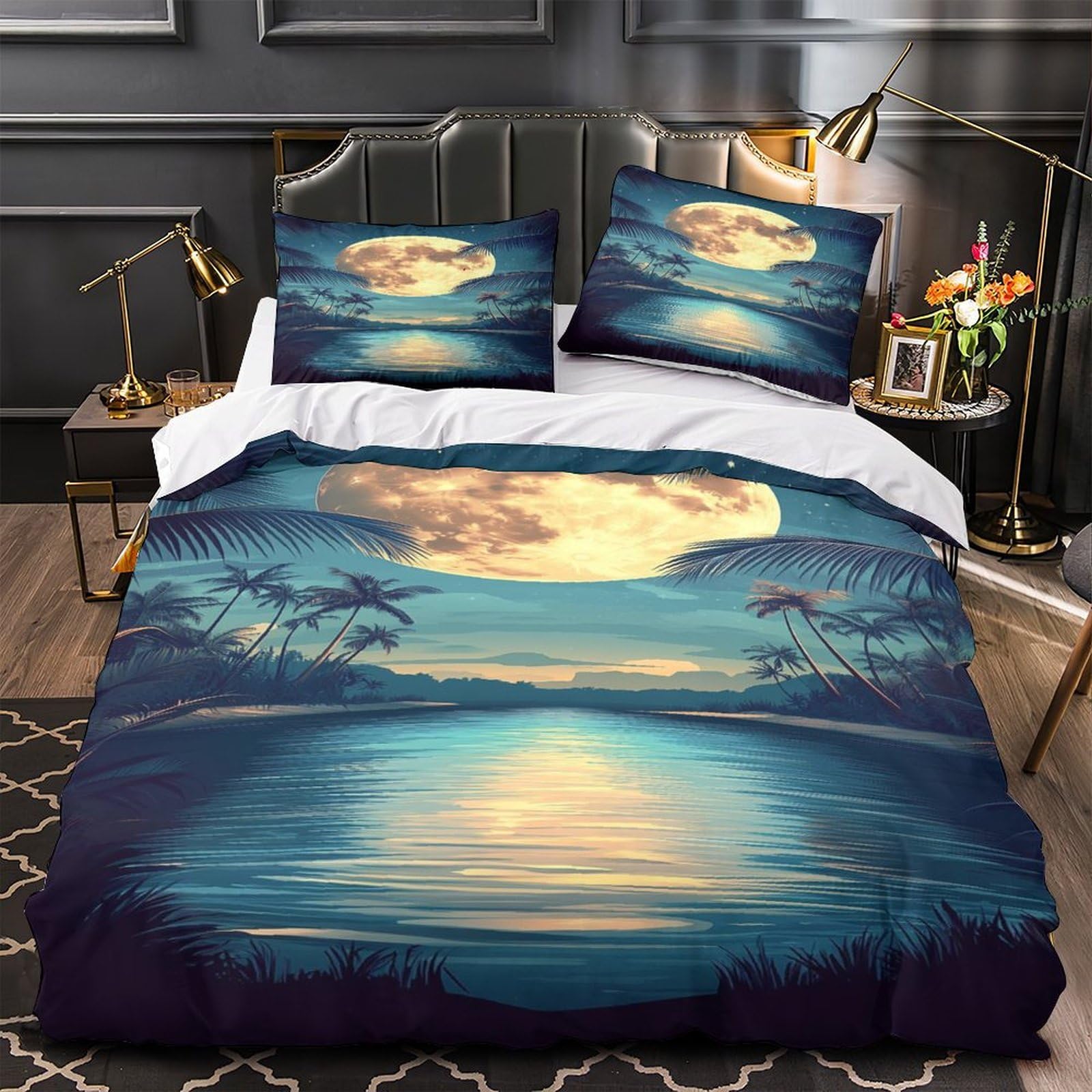 Housse de couette décor chambre couple lit super king 260x220cm