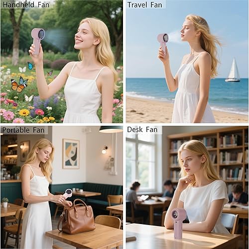 Miniatura 7 de Ventilador turbo de mano portátil actualizado 2025 con batería de 20 horas, mini ventilador recargable con pantalla digital, base antideslizante,