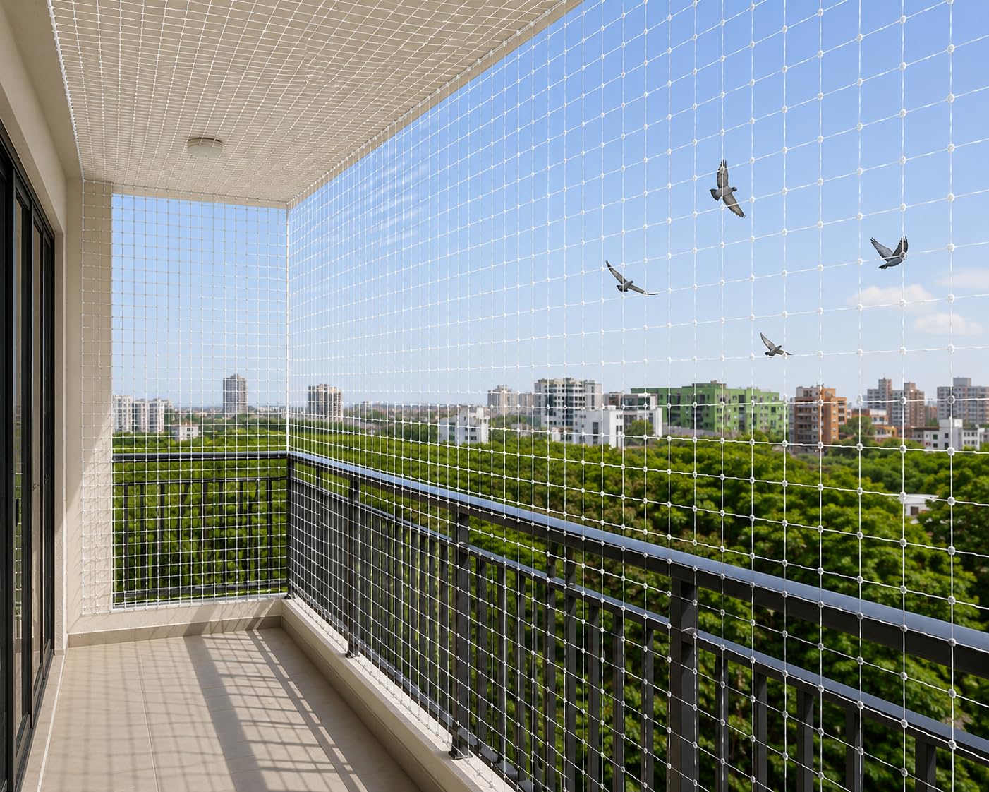 SR NextGen SportX (6X8FT) White Anti Bird Net for Balcony | 12 Ply UV Stabilized Nylon Net | Water & Weather Proof | 25mm Mesh | Side Border Overlocking Safety Net-image-3