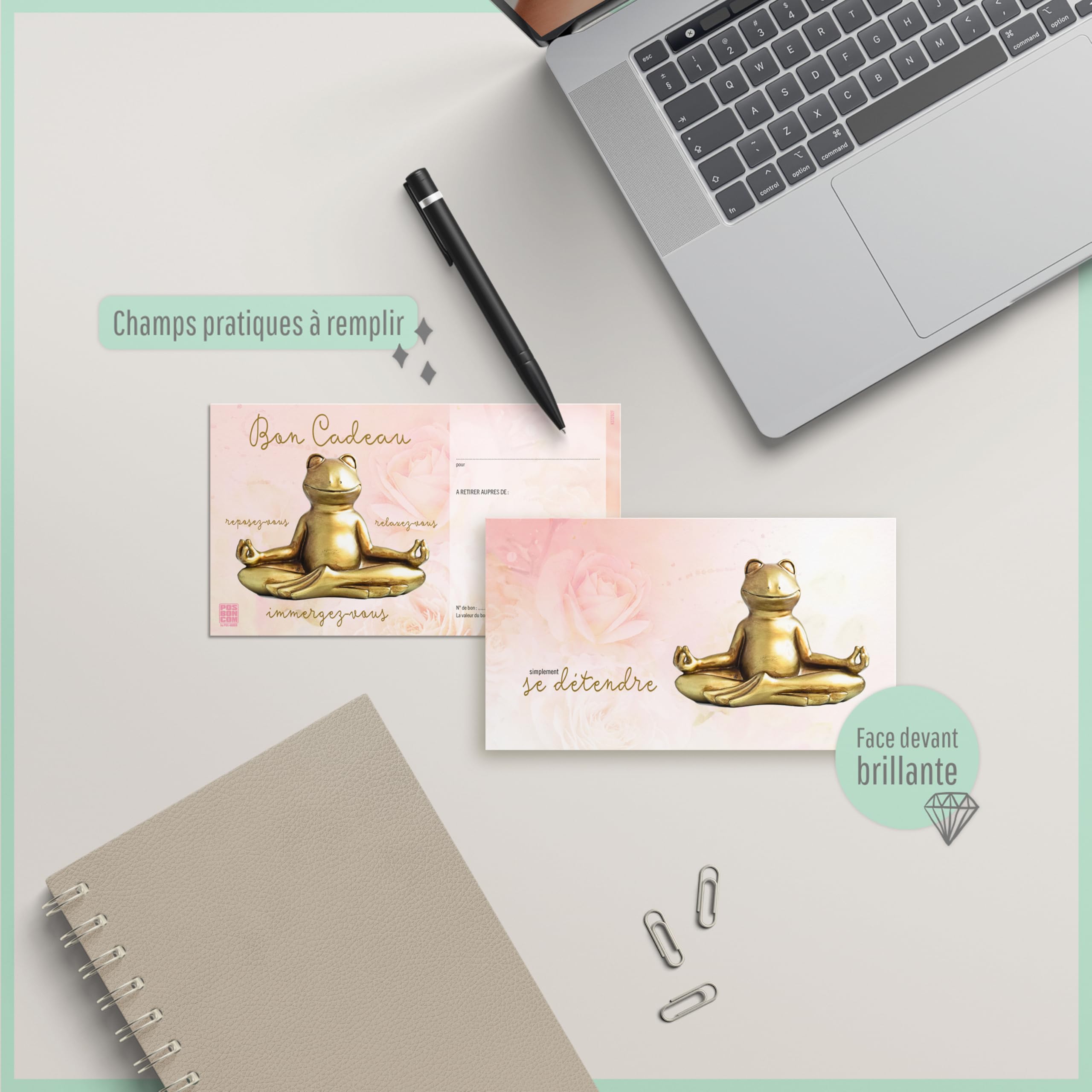 POS BON - 50 bons cadeaux à remplir - formulaires imprimés pour des salons de beauté et d'autres entreprises KS1292F-0-50-V1