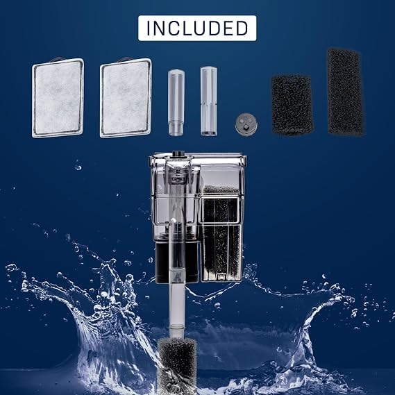 Mighty Aquarium Hang On Back Filter - Aquarium HOB Filter - Adjustable Fish Tank Filter - Aquarium Filters - Nano Aquarium Filter - Fish Aquarium Filter - Hang On Back Aquarium Filter (4-10 Gallons)