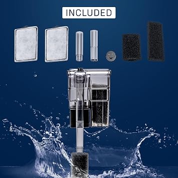 Mighty Aquarium Hang On Back Filter - Aquarium HOB Filter - Adjustable Fish Tank Filter - Aquarium Filters - Nano Aquarium Filter - Fish Aquarium Filter - Hang On Back Aquarium Filter (4-10 Gallons)