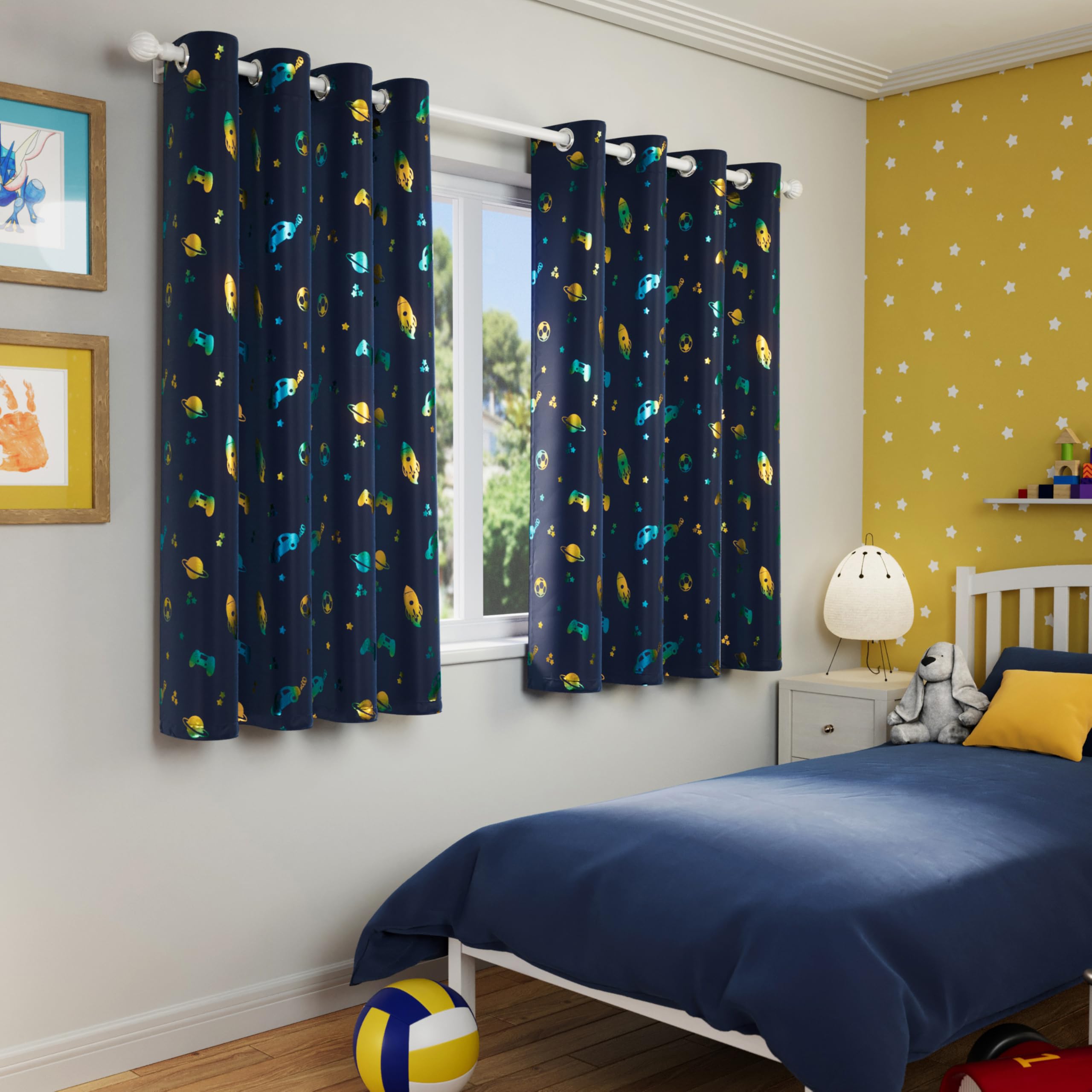Infinity Kids Blackout Curtains for Boys Bedroom, Games Room & Nursery - 46x54 inch (117 x 137cm) - Noise Reducing, Thermal Kids Curtains - 2 x Eyelet Curtain Panels