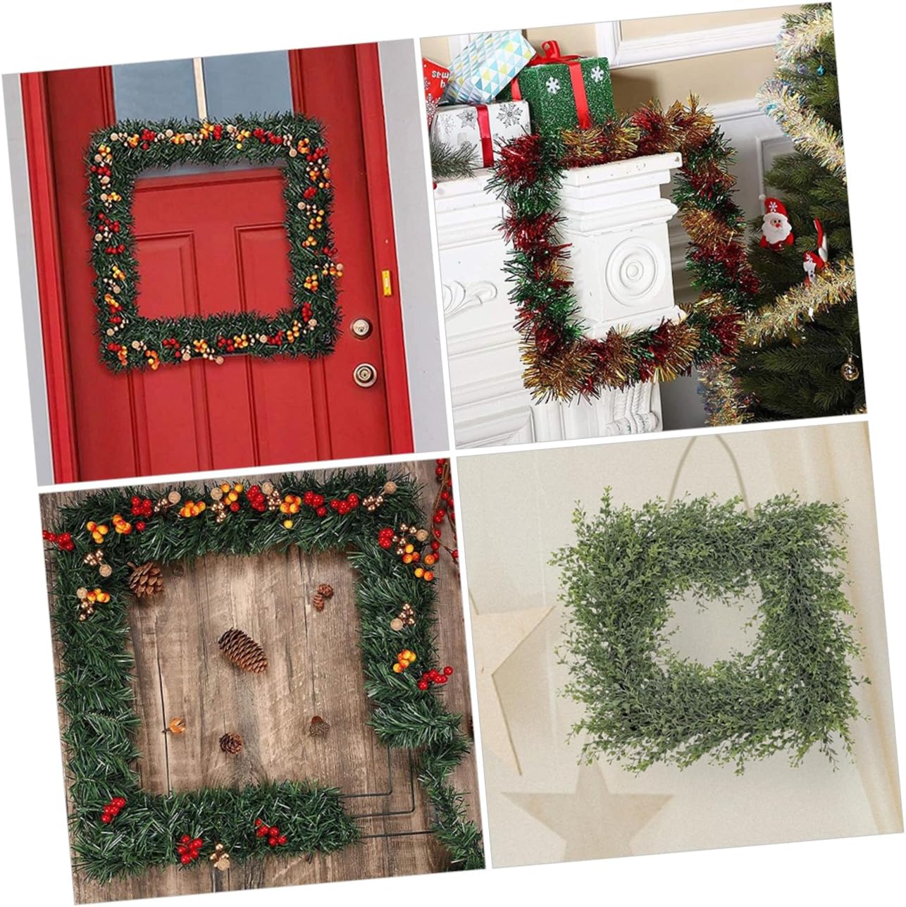 GARVALON 3pcs Square Metal Wreath Frame Flower Shaped Wreath Supplies for Home Decoration Elegant Wire Forms for Indoor and Outdoor Use