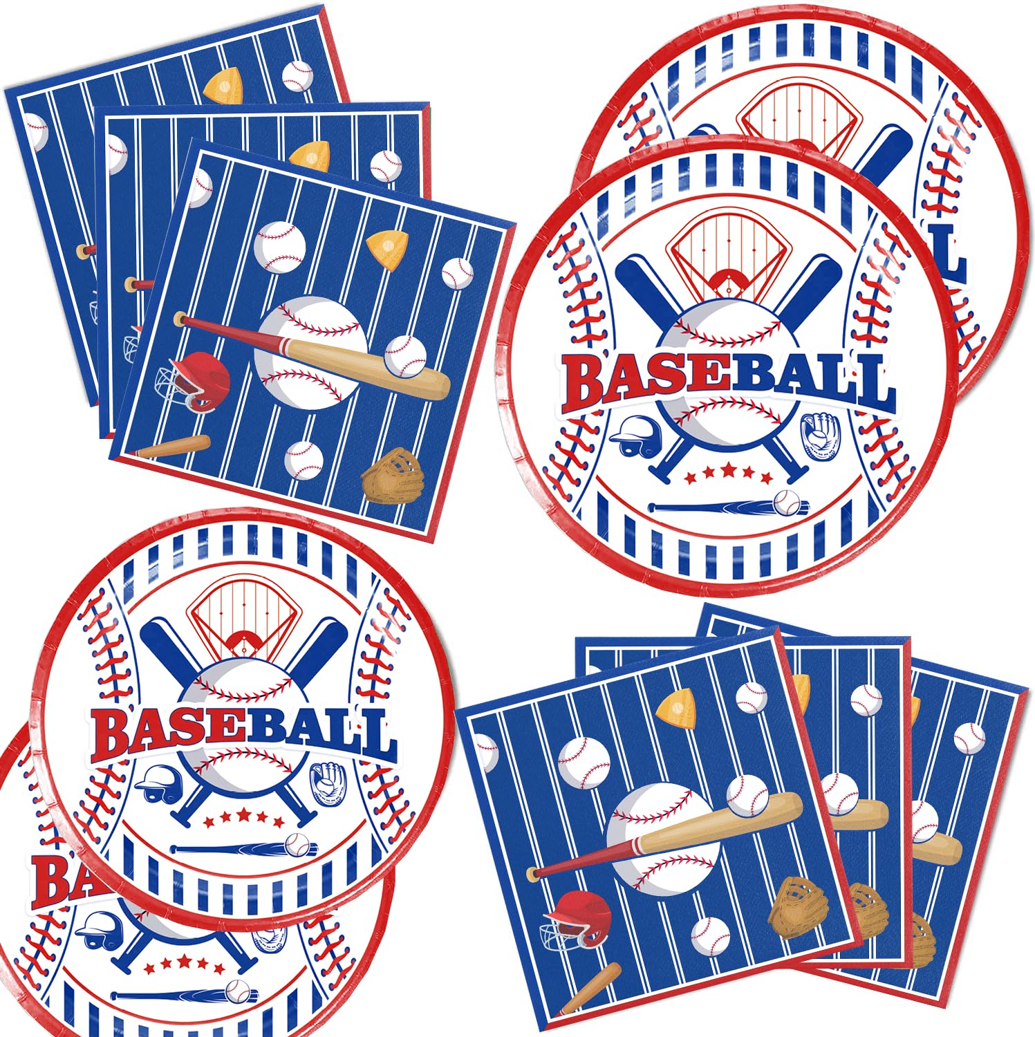 Frerand 40Pack Baseball Decorations Party Supplies: 20 Plates, 20 Napkins for Baseball Themed Parties