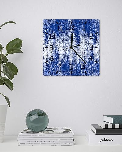 Miniatura 3 de Navy Blue Ombre Wooden Wall Clock Silent Non Ticking, Oil Painting Brush Texture Abstract Art Square Wall Clock Battery Operated, Decor Clock for