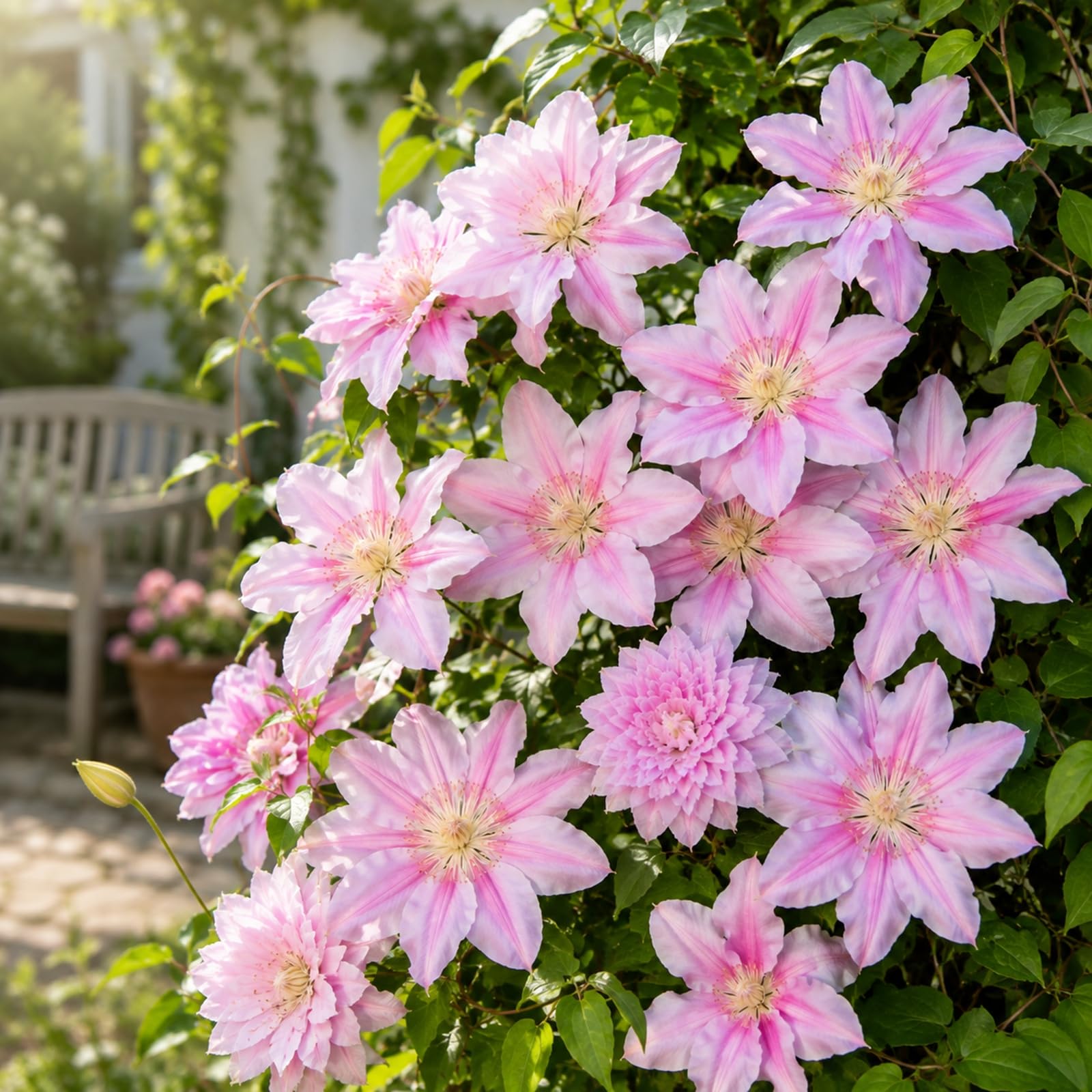 Rizomi Clematide Varietà Perenni Rare, Resistenti, Splendide in Giardino- ideale per giardino e aiuole-15 Bulbi-E