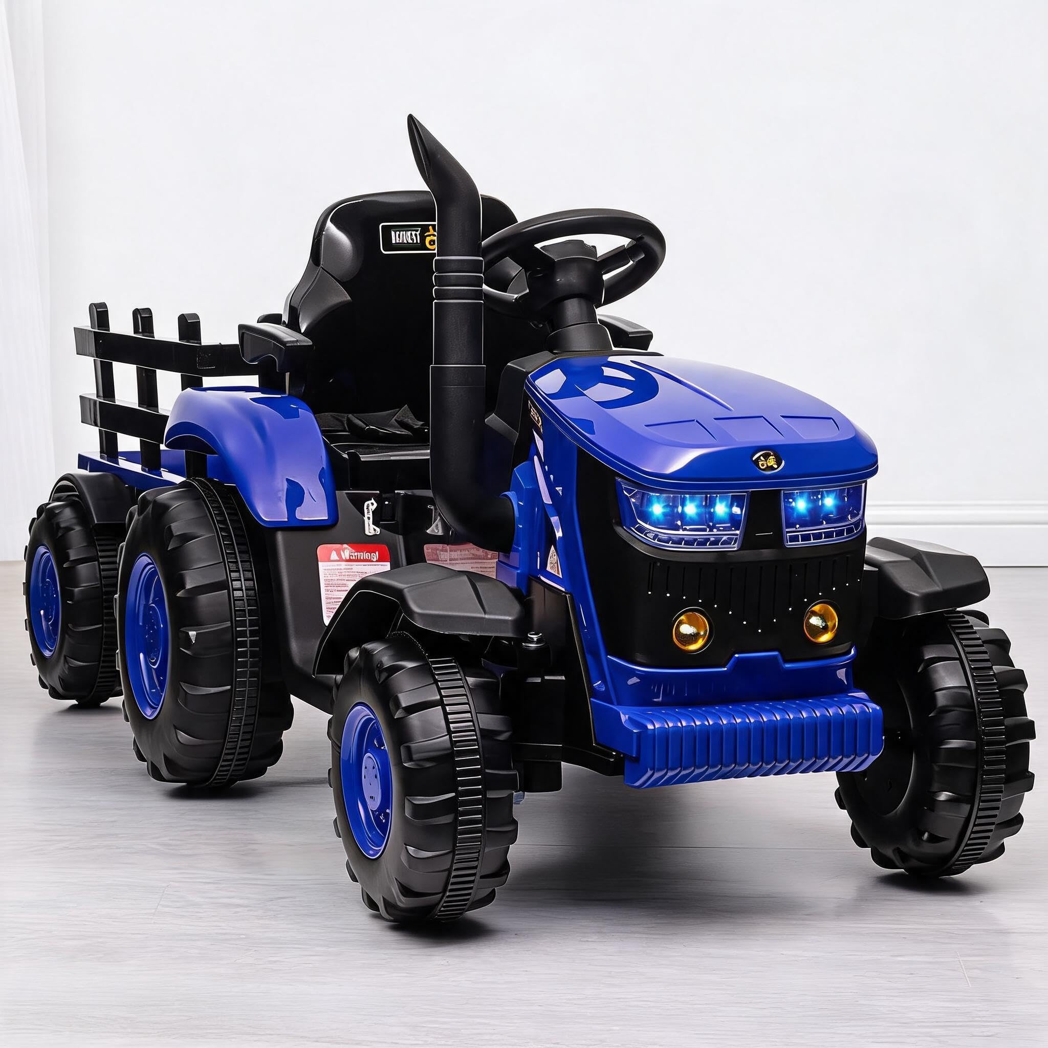 Electric Ride on Car for Kids 12V, Licensed Sports Ride-on Toy with Music, LED Lights, Remote Control, Rechargeable Battery, Open Door Design, Gift for Boys Girls Age 3-6, Blue