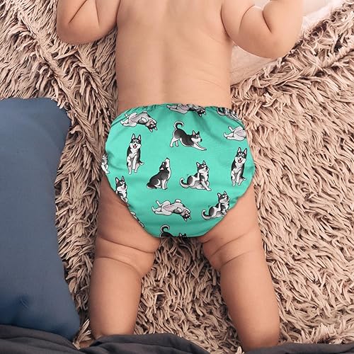 Vista 20 de WIRESTER Pañal de tela para bebé, tamaño único, ajustable, lavable, reutilizable, pañal de bolsillo de tela para bebé, Bulldog Inglés, posturas