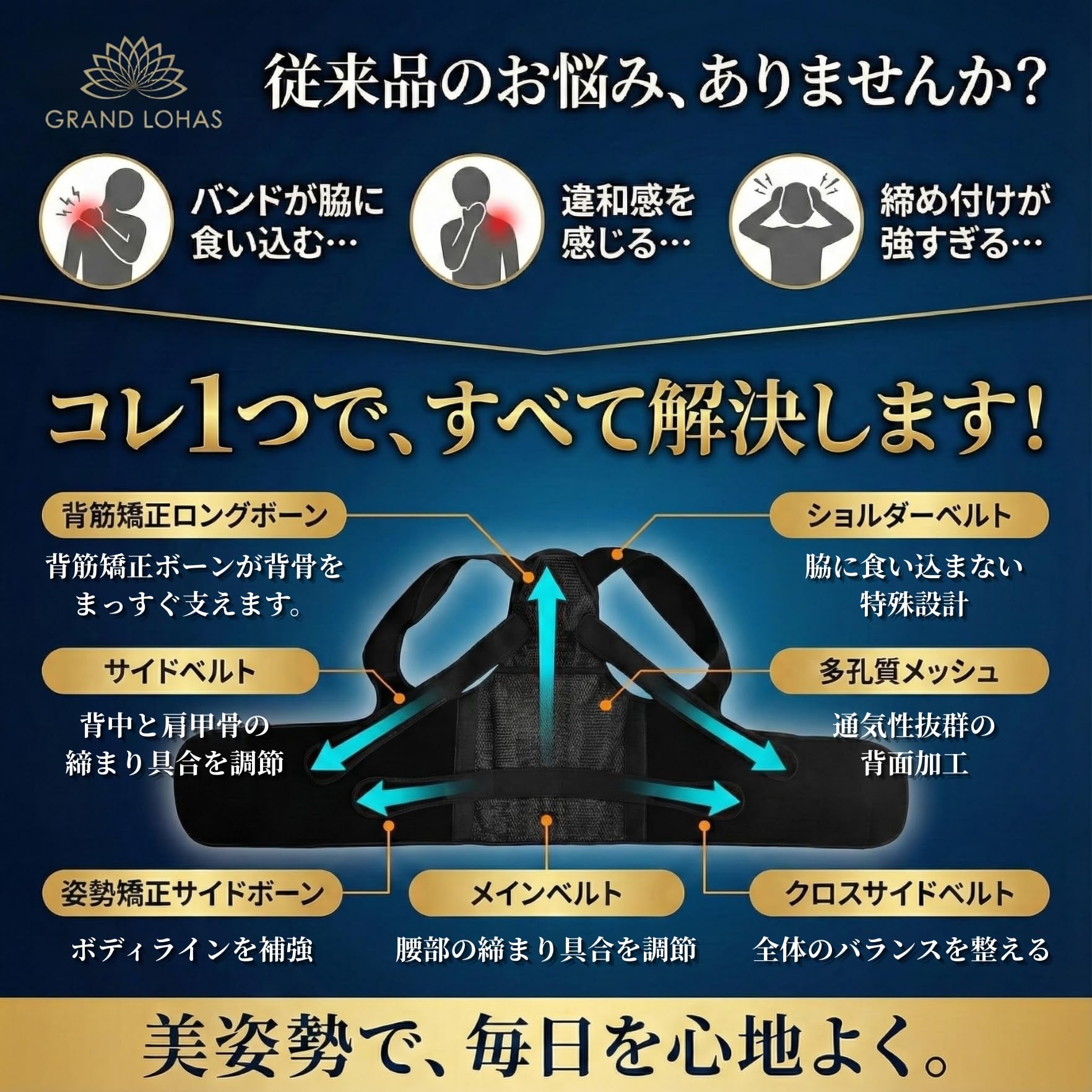 ☘️ ベルト 猫背 痛くなりにくい素材 男女兼用 デスクワーク専用 71AIP61I6DL._AC_UF1000,