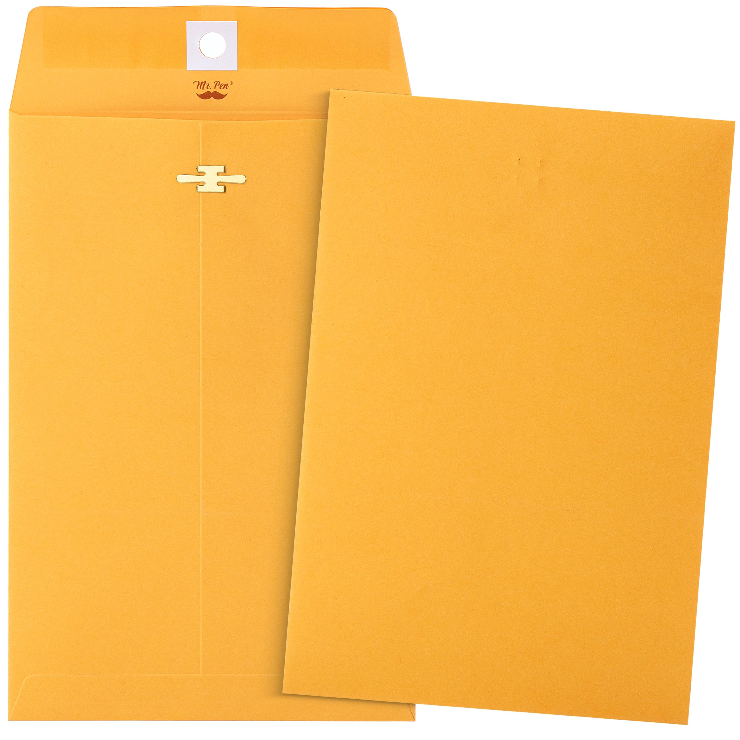Mr. Pen- Clasp Envelopes, 25 Pack, 6" x 9", Brown Kraft, Brown Envelopes, Document Envelope, Clasp Kraft Envelopes, Clasp and Gummed Closure Envelopes, Manilla Envelopes