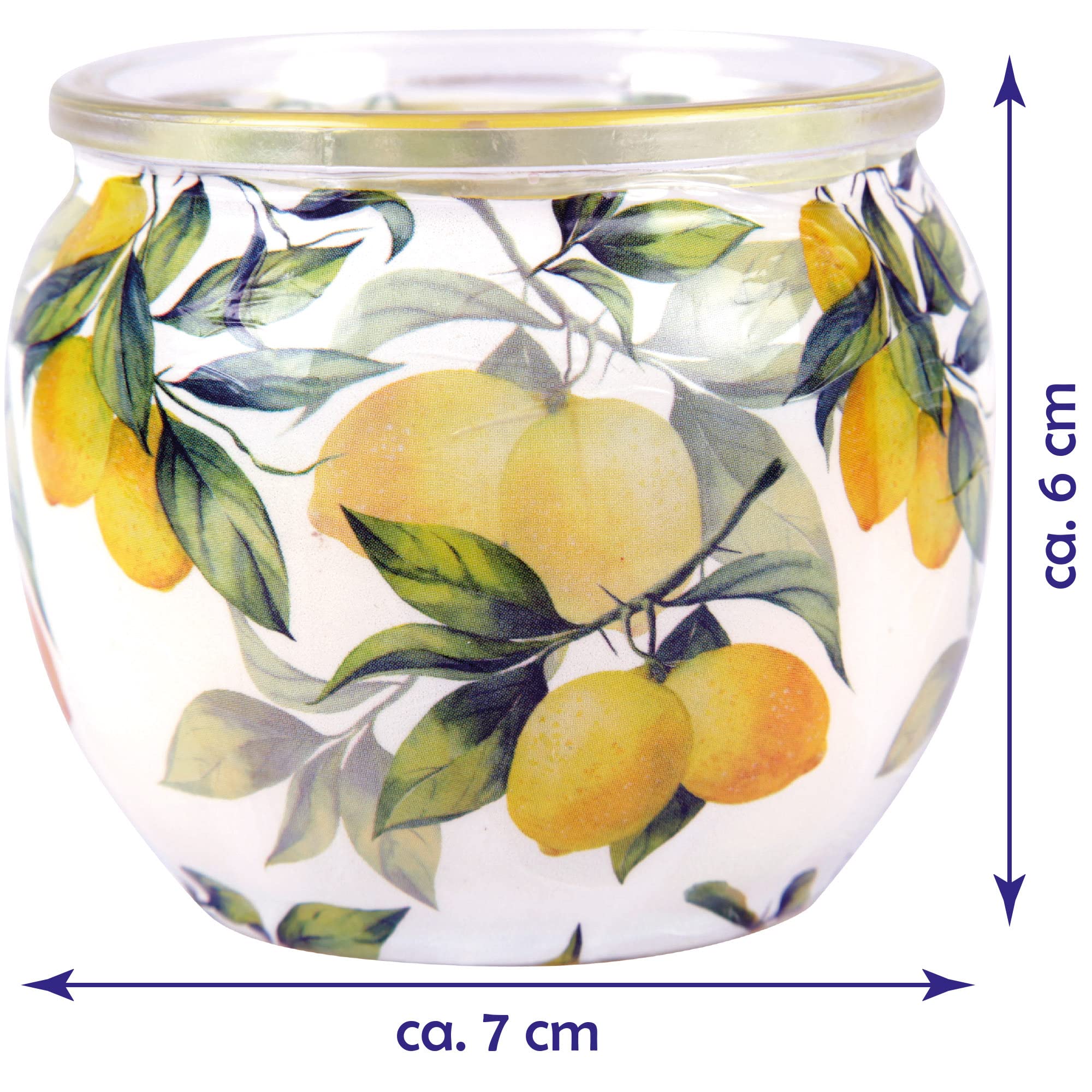 Velas perfumadas con diseño de 6 unidades, en cristal, larga duración de combustión y agradable aroma (limón)