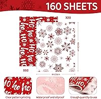 Vista 2 de Fumete 160 hojas de papel de cera de Navidad para alimentos, copos de nieve, envoltura de cera Hoho, papel de hornear a granel, papel de hornear