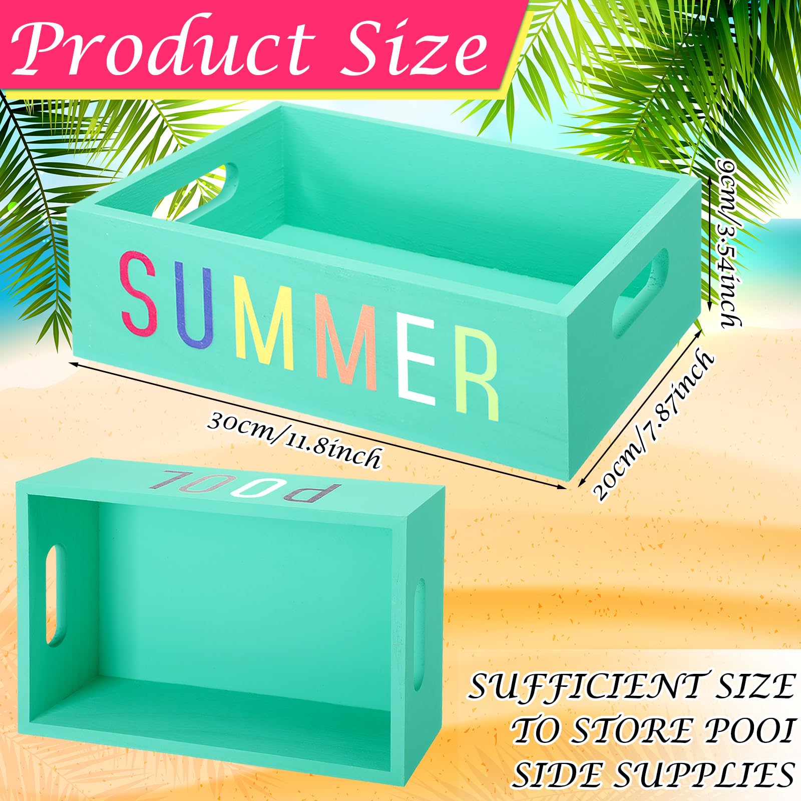 Weysat Protezione solare Piscina Secchio di stoccaggio in legno Cestino a bordo piscina fuori terra Cestino estivo Cesto di stoccaggio all'aperto per nuoto Campeggio Spiaggia Indoor Outdoor Protezione