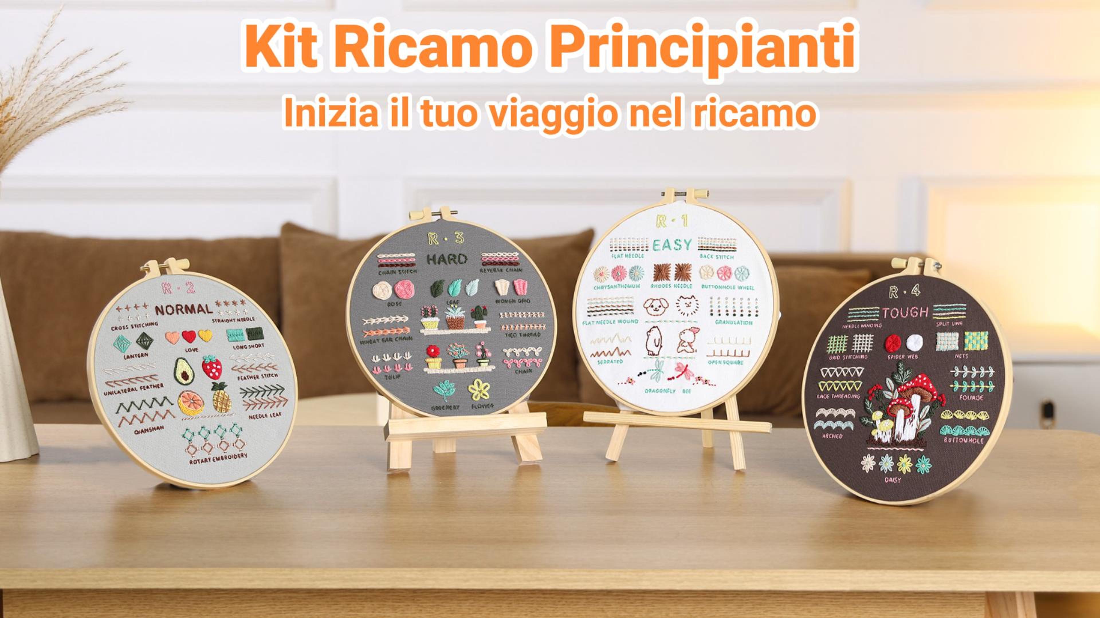 ZOCONE, Confezione da 6 mini kit per collana da ricamo, con 4 cerchi, collana, ciondolo, panno con motivo stampato, istruzioni (lingua italiana non garantita), ecc., per adulti