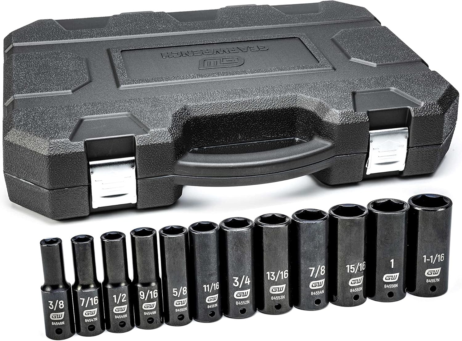 GEARWRENCH 12 Pc. 1/2" Drive 6 Pt. Deep ImpactSocket Set, SAE - 84942N
