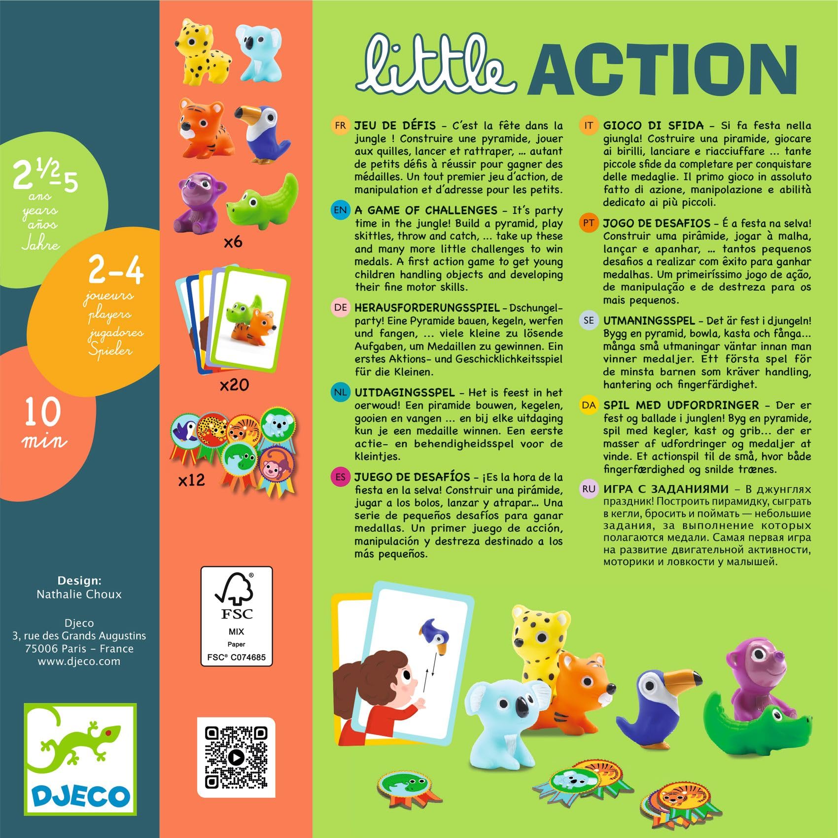 DJECO - Giochi d'azione e riflessiGiochi educativiDJECOGioco Little Action, Multicolore, Small (15)